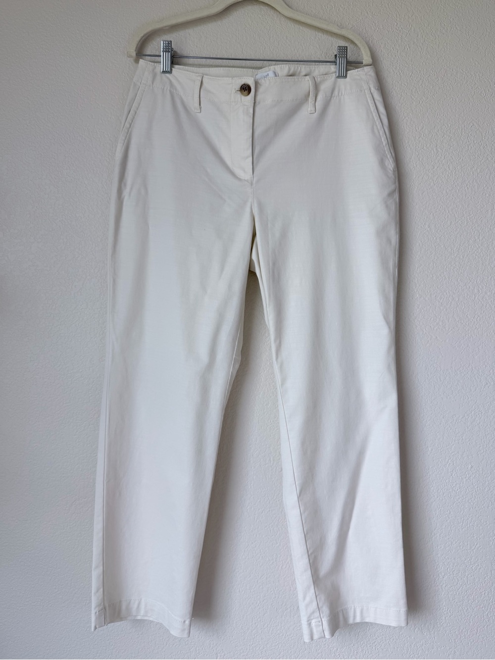 J. Jill White Straight Leg Pants 8 Cotton Tencel Stretch Casual Trousers